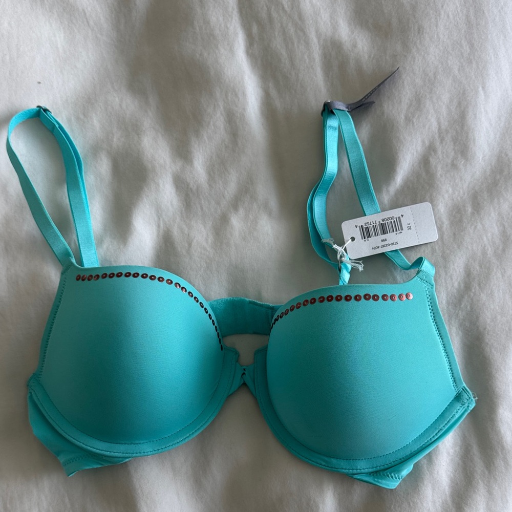 American Eagle Outfitters Turquoise Padded Bra with Stud Trim